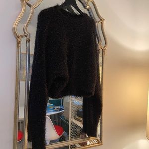 Isabel Marant Black Metallic Mock Neck Long Sleeve Sweater